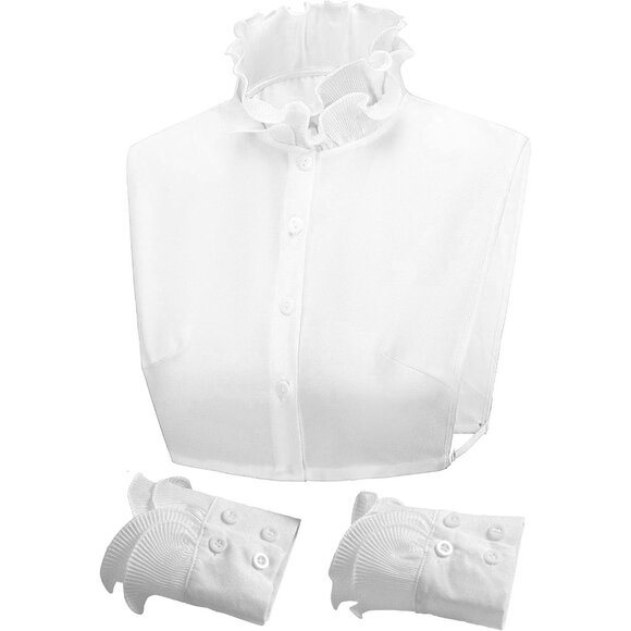 Fake Collar Shirt Victorian Chiffon Dickey Cuffs Accessories for Women - Picture 3 of 4